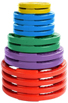 French Fitness Colored Rubber Grip Olympic Plate Set 350 lbs (New) Image