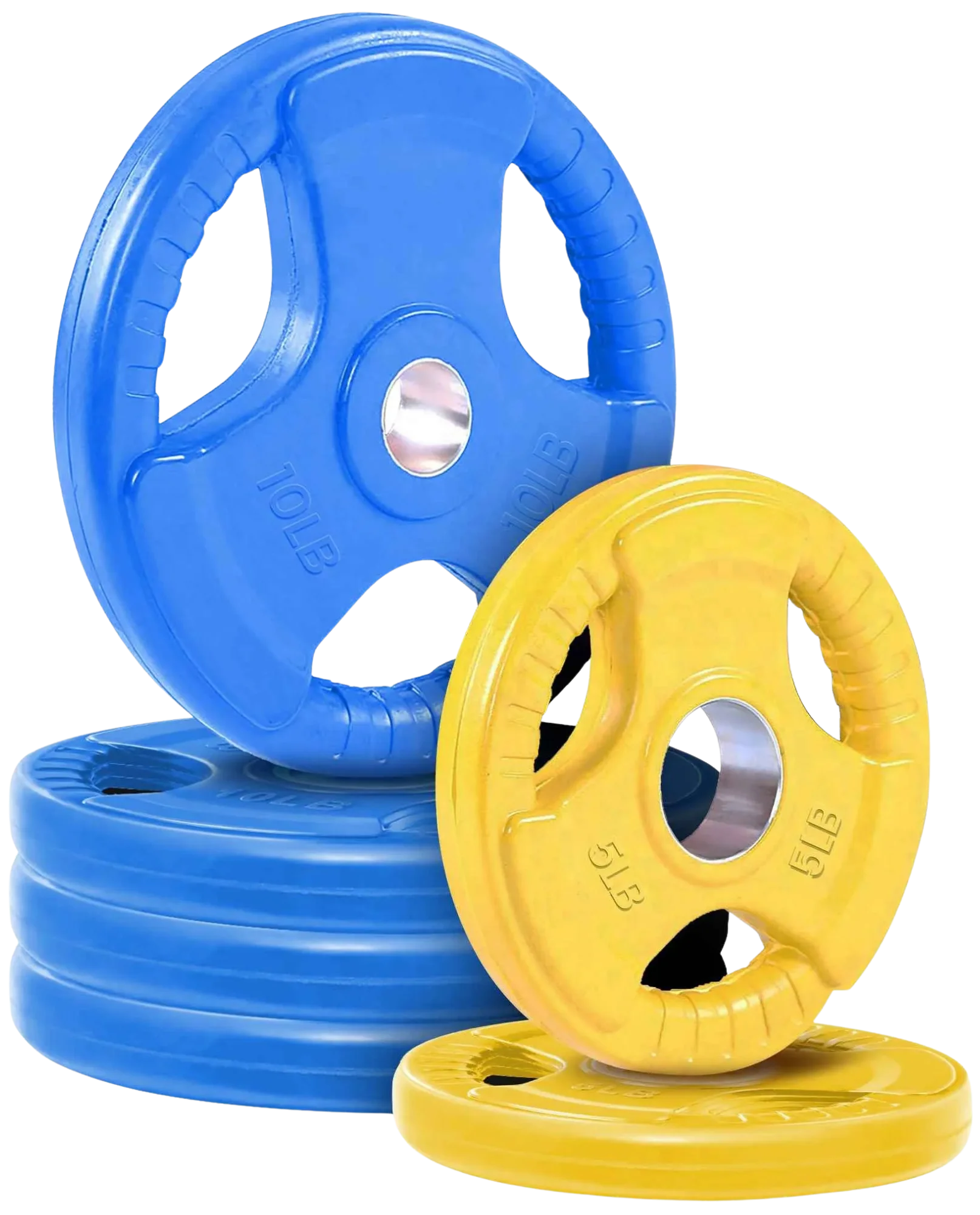 French Fitness Colored Rubber Grip Olympic Plate Set 50 lbs (New)