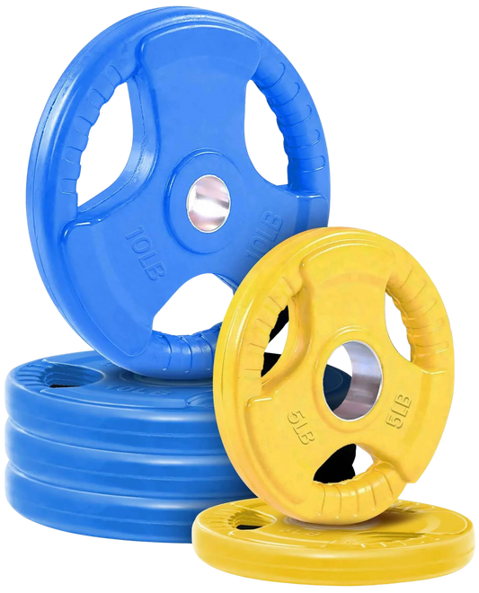 French Fitness Colored Rubber Grip Olympic Plate Set 50 lbs (New)