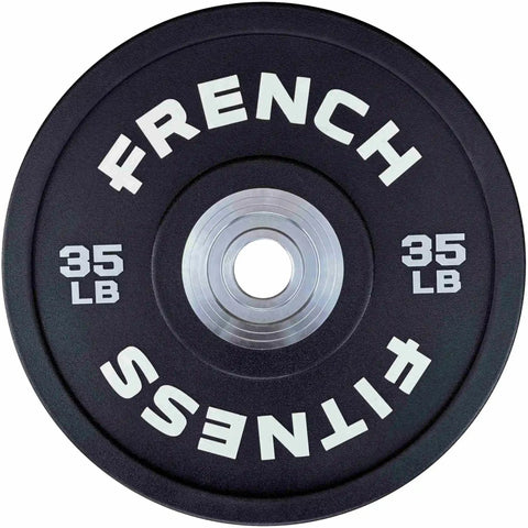 French Fitness Competition Urethane Bumper Plate Set 260 lb Black (New) Image 5