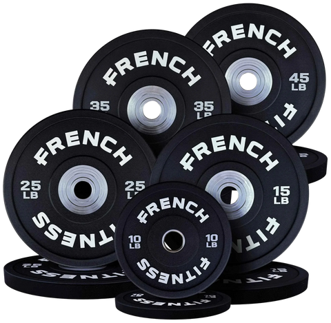 French Fitness Competition Urethane Bumper Plate Set 260 lb Black (New) Image