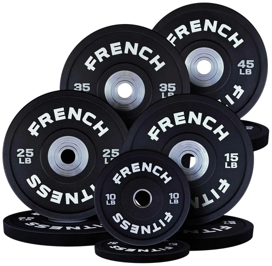French Fitness Competition Urethane Bumper Plate Set 260 lb Black (New)