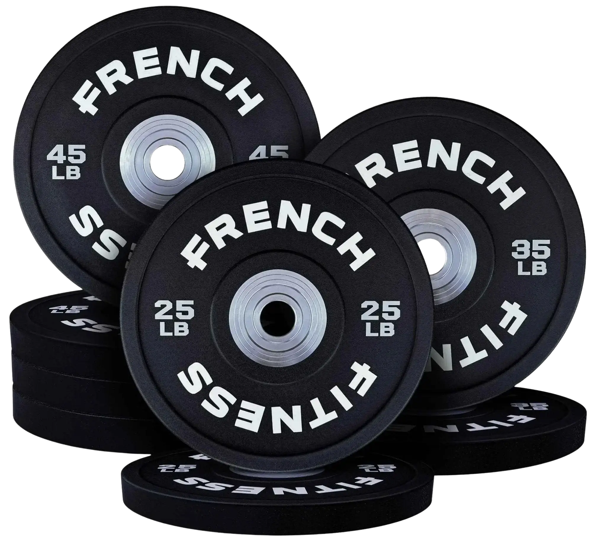 French Fitness Competition Urethane Bumper Plate Set 300 lb Black (New) Image