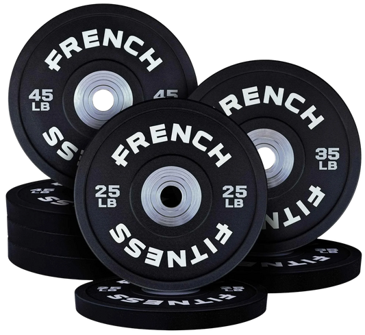 French Fitness Competition Urethane Bumper Plate Set 300 lb Black (New)