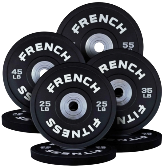 French Fitness Competition Urethane Bumper Plate Set 320 lb Black (New)