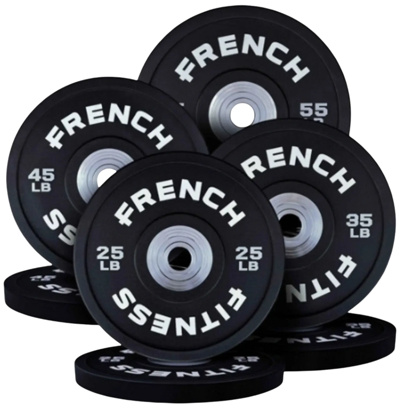 French Fitness Competition Urethane Bumper Plate Set 320 lb Black (New) Image