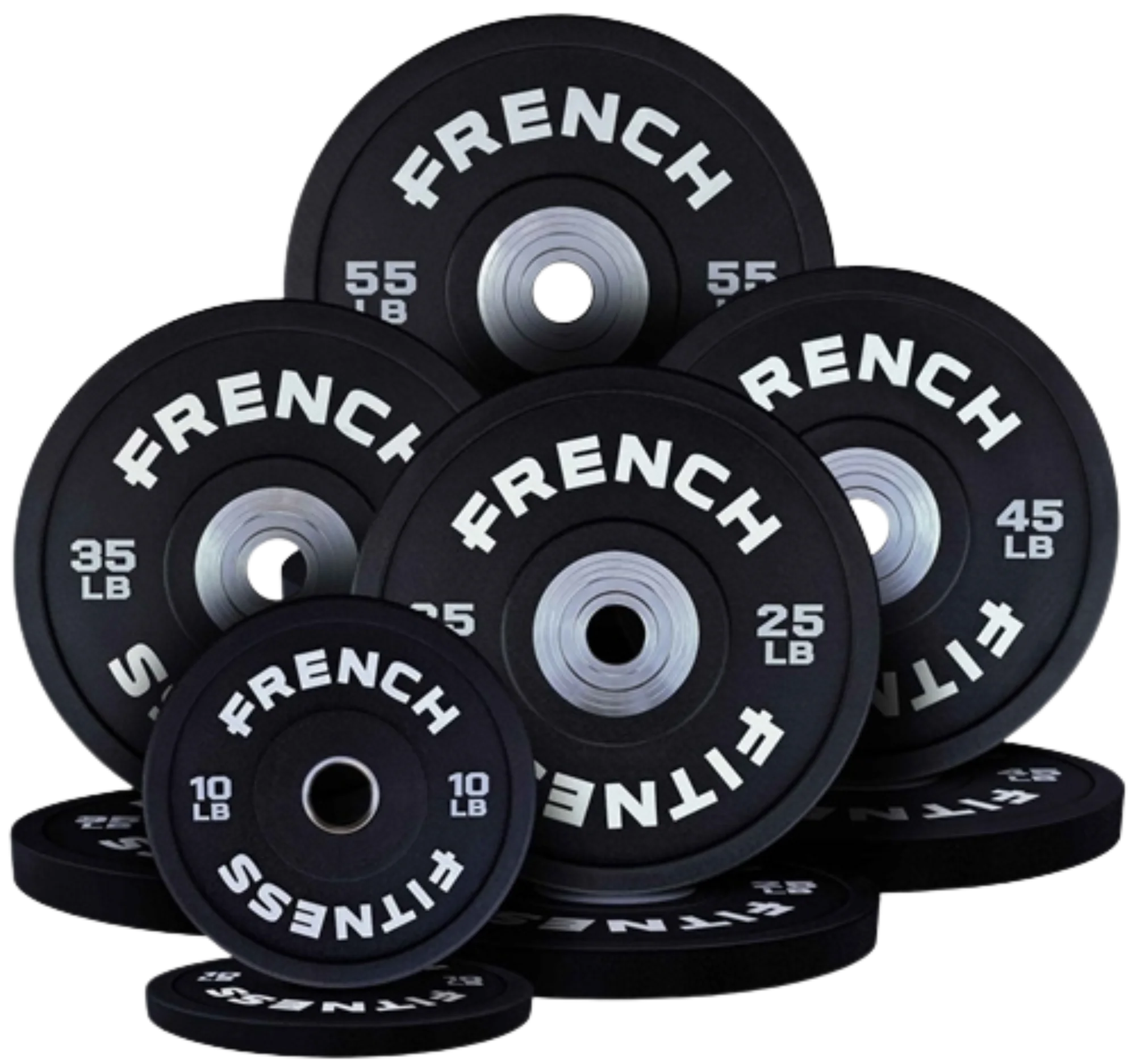 French Fitness Competition Urethane Bumper Plate Set 340 lb Black (New)