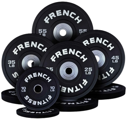 French Fitness Competition Urethane Bumper Plate Set 340 lb Black (New) Image