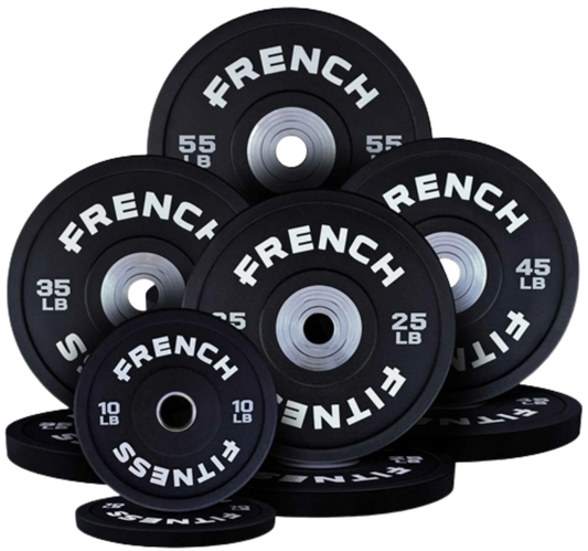 French Fitness Competition Urethane Bumper Plate Set 340 lb Black (New)