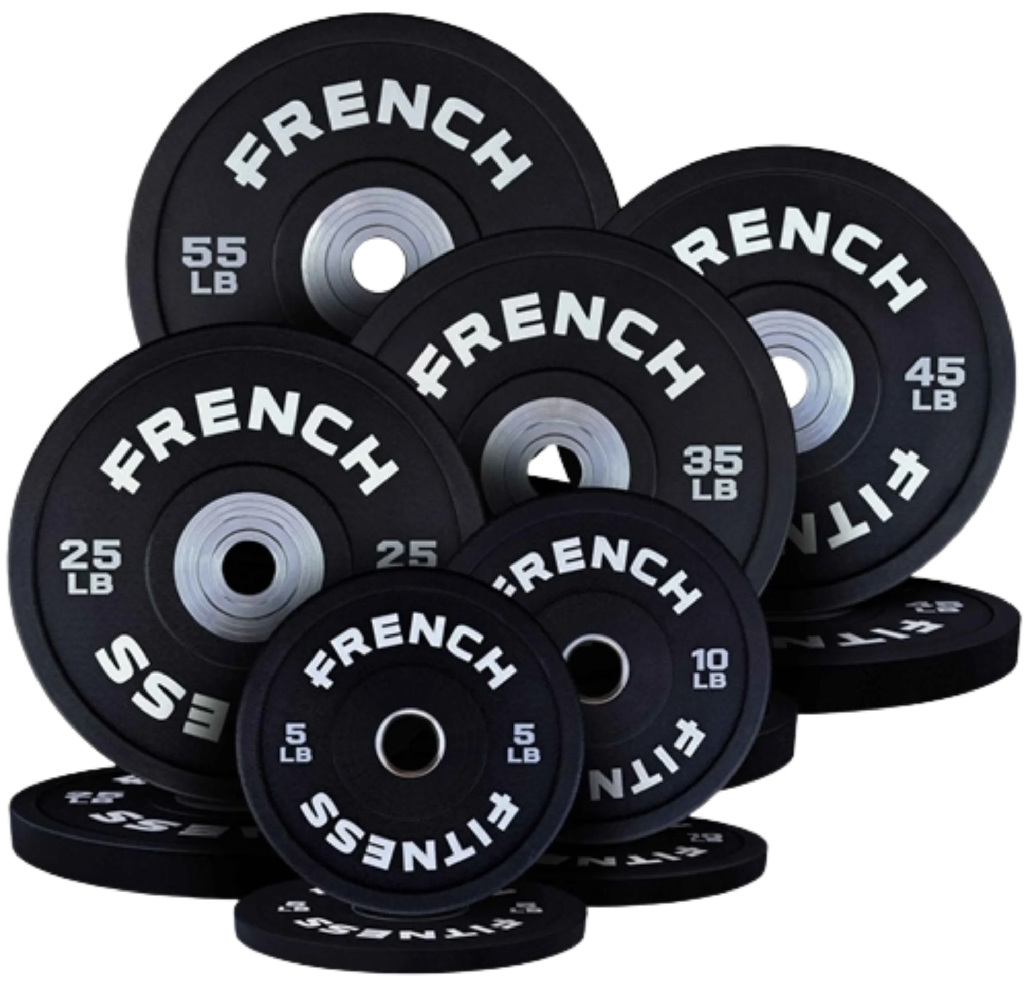 French Fitness Competition Urethane Bumper Plate Set 350 lb Black (New)