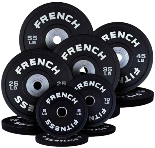 French Fitness Competition Urethane Bumper Plate Set 350 lb Black (New)