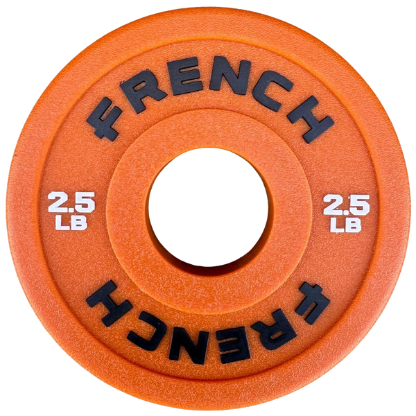 French Fitness Competition Urethane Bumper Plate 2.5 lb Colored (Orange) - Front View
