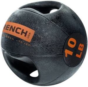 French Fitness Dual Grip Medicine Ball w/Handles 10 lb - Angled View