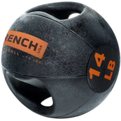 French Fitness Dual Grip Medicine Ball w/Handles 14 lb - Angled View