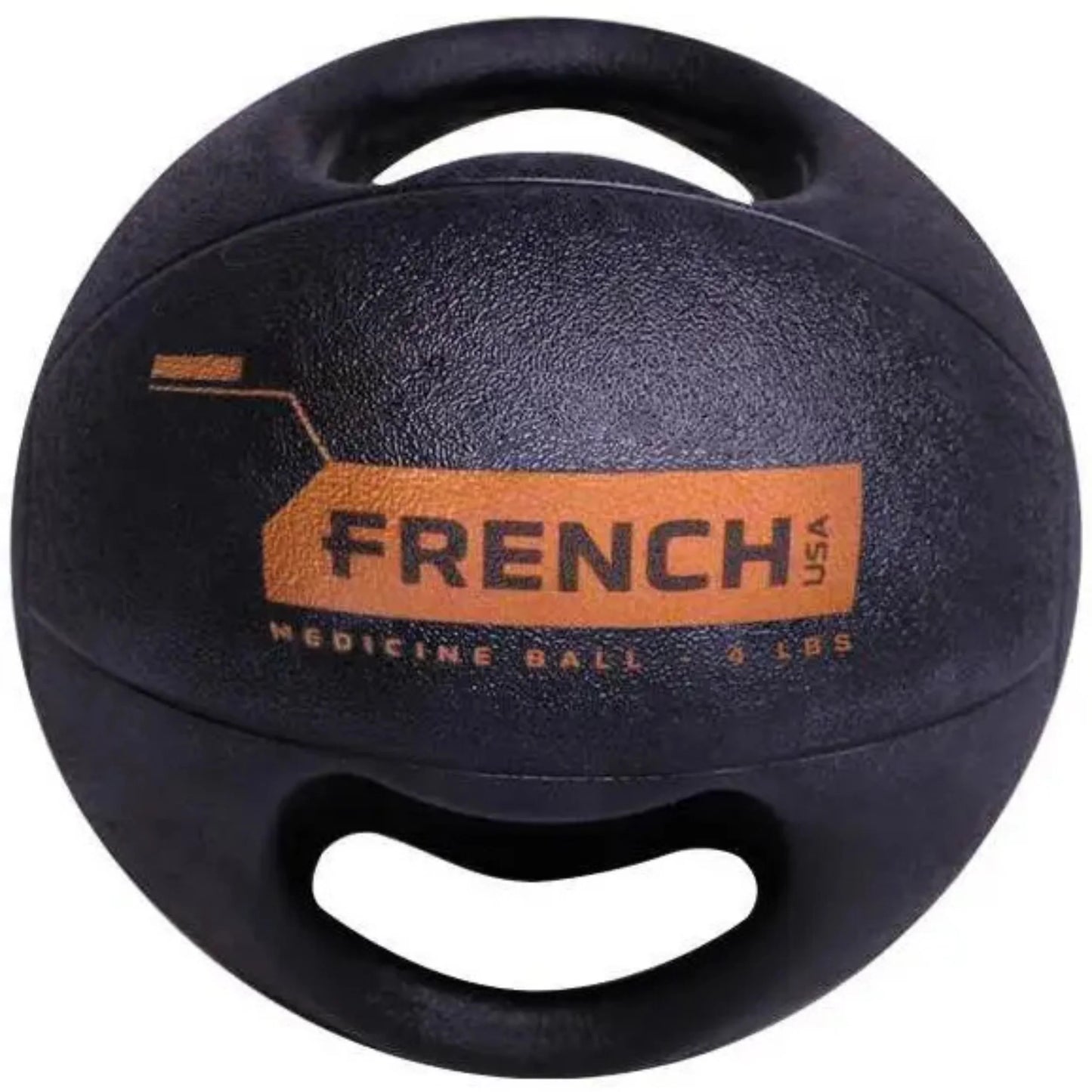 Dual Grip Medicine Ball w/Handles 4 lb French Fitness - Front View