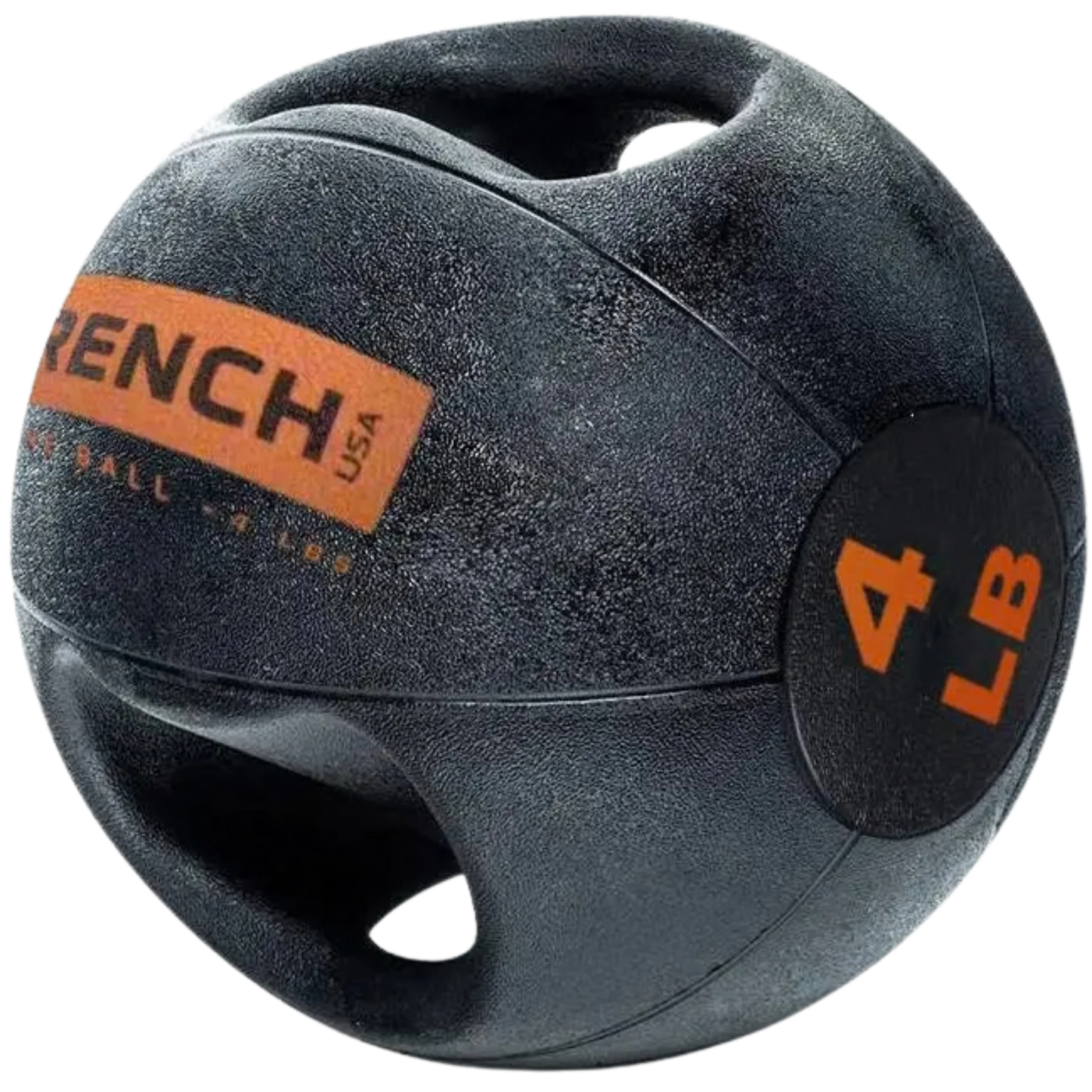 Dual Grip Medicine Ball w/Handles 4 lb French Fitness - Side View