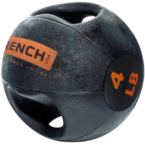 Dual Grip Medicine Ball w/Handles 4 lb French Fitness - Side View