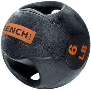 French Fitness Dual Grip Medicine Ball w/Handles 6 lb - Angled View