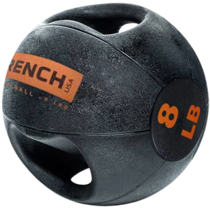 French Fitness Dual Grip Medicine Ball w/Handles 8 lb - Angled View