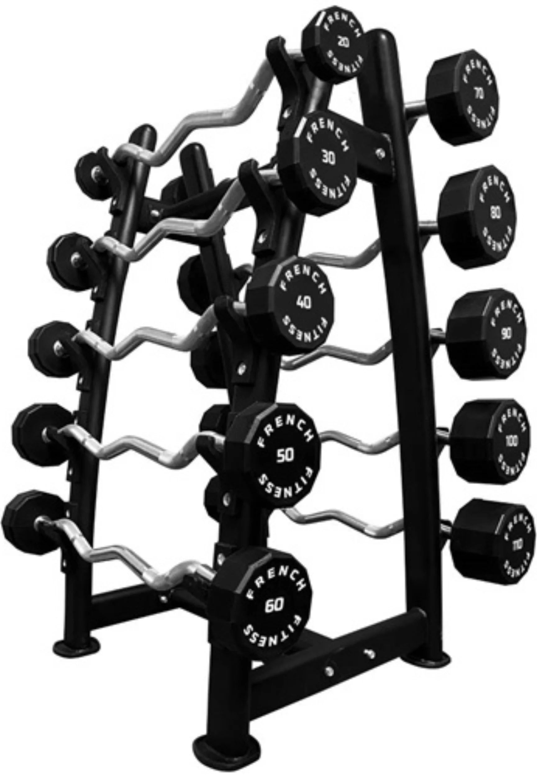 French Fitness EZ Curl Urethane Barbell Bar Set, 20-110 lbs (New)