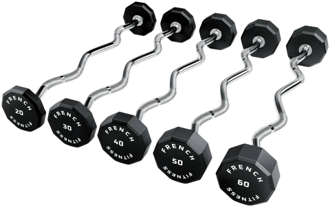French Fitness EZ Curl Urethane Barbell Bar Set of 5 (20-60 lbs) (New)