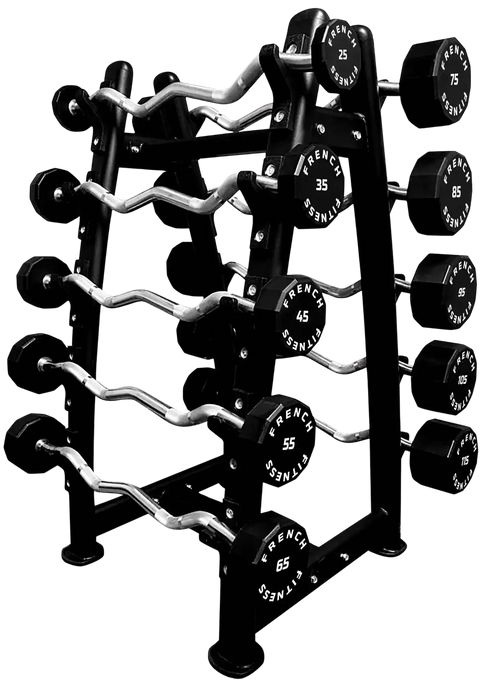 French Fitness EZ Curl Urethane Barbell Bar Set, 25-115 lbs  (New) Image