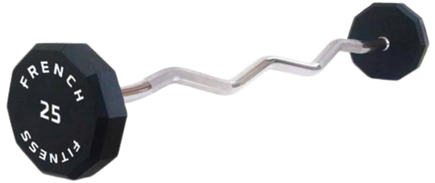 French Fitness EZ Curl Urethane Barbell 25 lbs - Single (New)