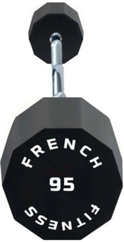 French Fitness EZ Curl Urethane Barbell 95 lbs - Single - Angled Side View