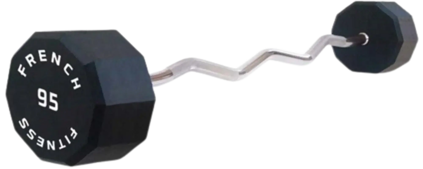 French Fitness EZ Curl Urethane Barbell 95 lbs - Single - Angled View