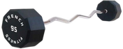 French Fitness EZ Curl Urethane Barbell 95 lbs - Single - Angled View