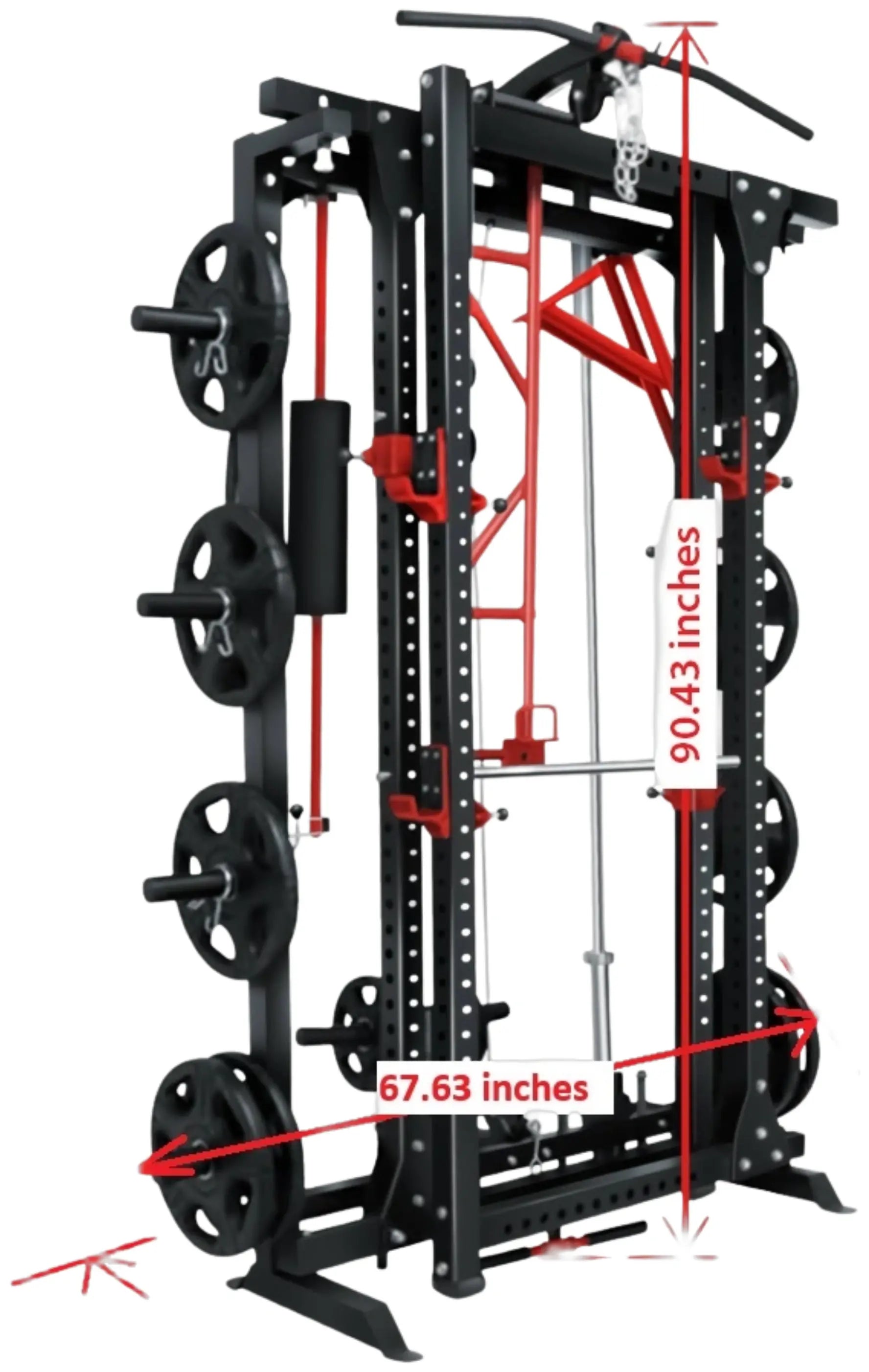French Fitness Folding Cable Power Rack / Cage, Red/Black (New)