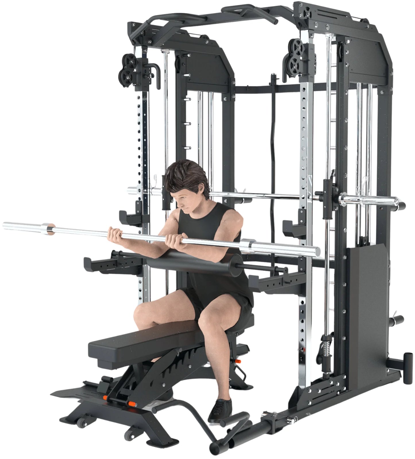 French Fitness FSR50 Dual Cable & Smith Rack Home Gym (New)