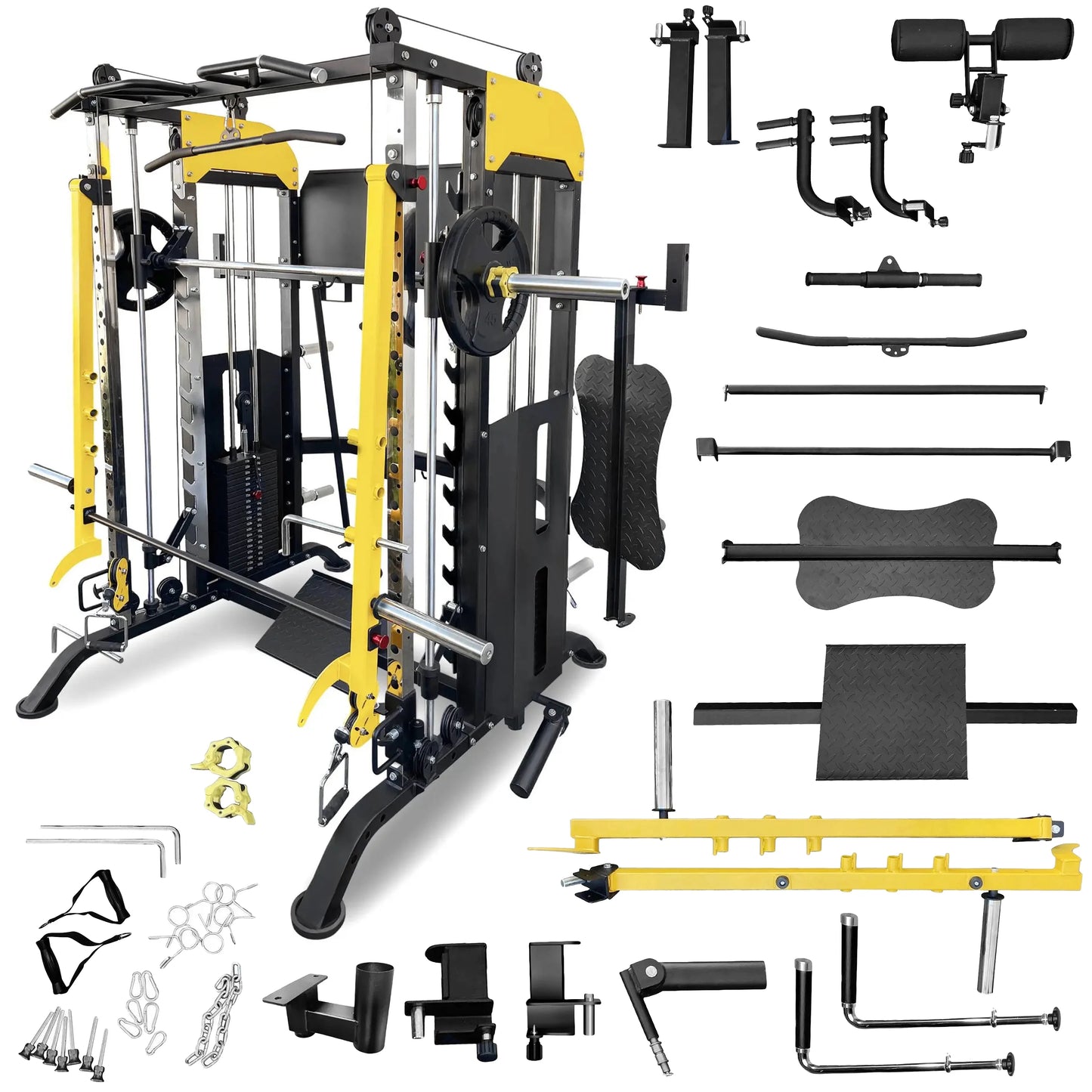 French Fitness FSR90 Functional Trainer Smith & Squat Rack Machine (New)