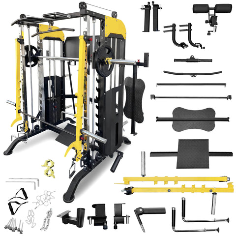 French Fitness FSR90 Functional Trainer Smith & Squat Rack Machine (New)