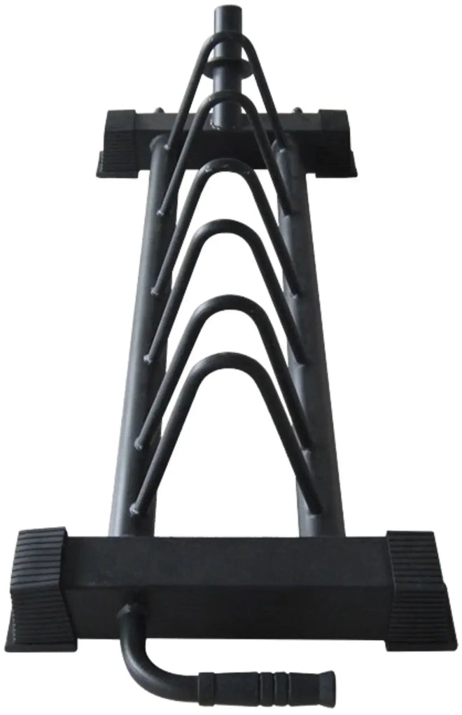 French Fitness Horizontal Bumper Plate Storage Rack Side View with Handles