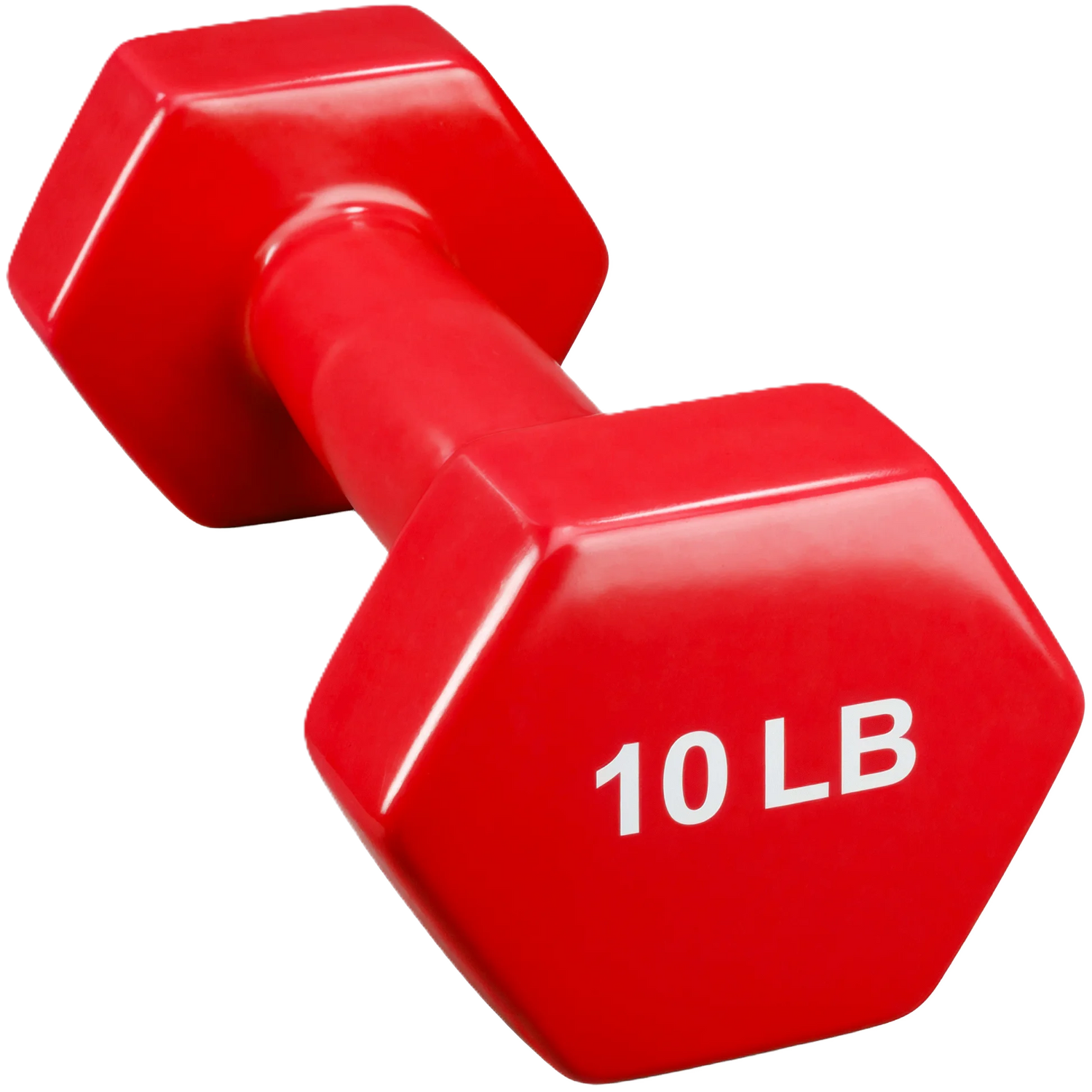 French Fitness Colorful Hex Vinyl Dumbbell 10 lbs - Single - Angled View