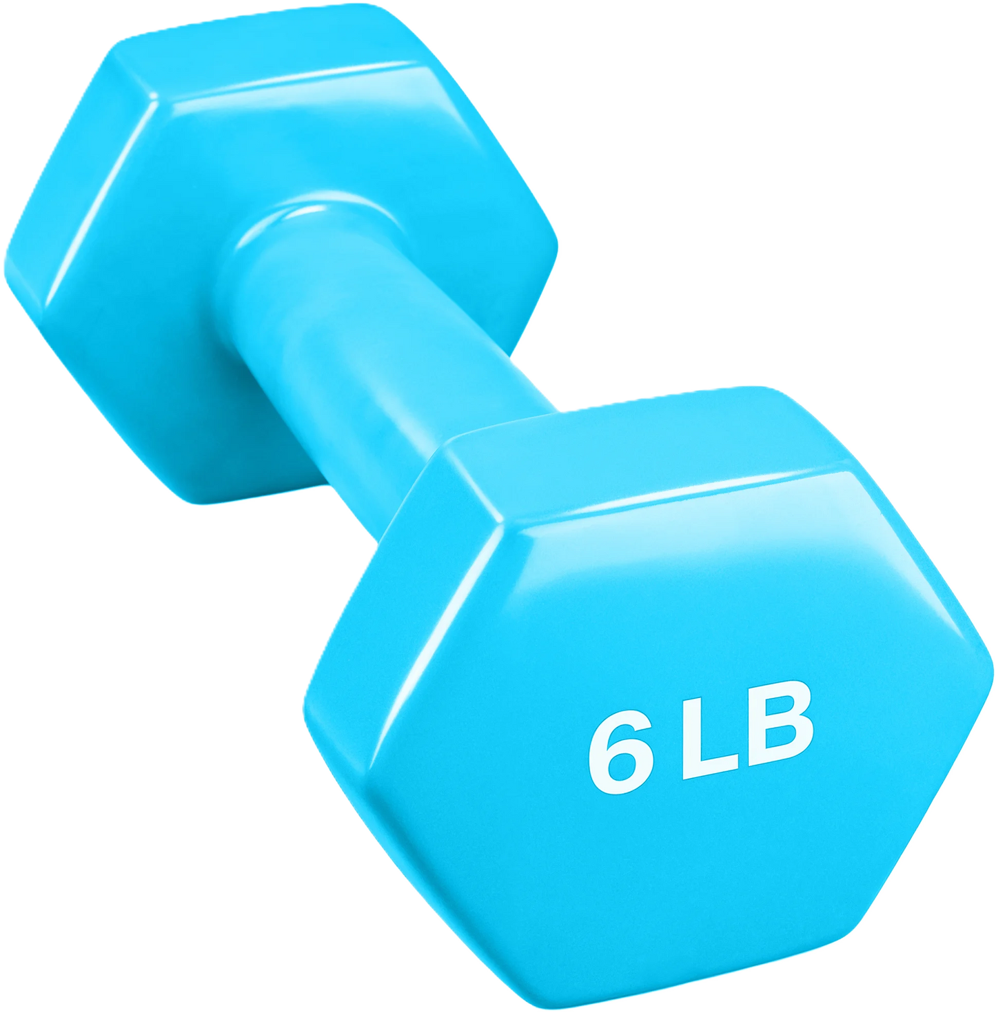 French Fitness Colorful Hex Vinyl Dumbbell 6 lbs - Single - Angled View