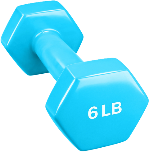 French Fitness Colorful Hex Vinyl Dumbbell 6 lbs - Single - Angled View