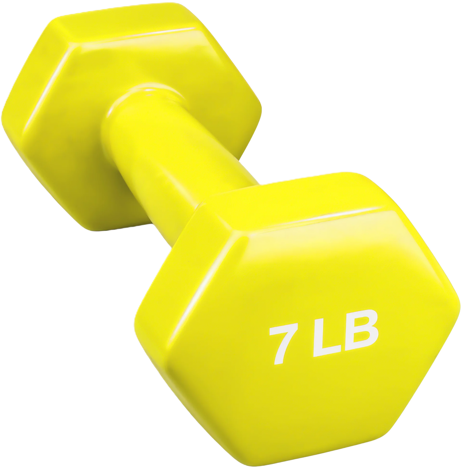 French Fitness Colorful Hex Vinyl Dumbbell 7 lbs - Single - Angled View