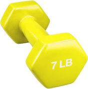 French Fitness Colorful Hex Vinyl Dumbbell 7 lbs - Single - Angled View