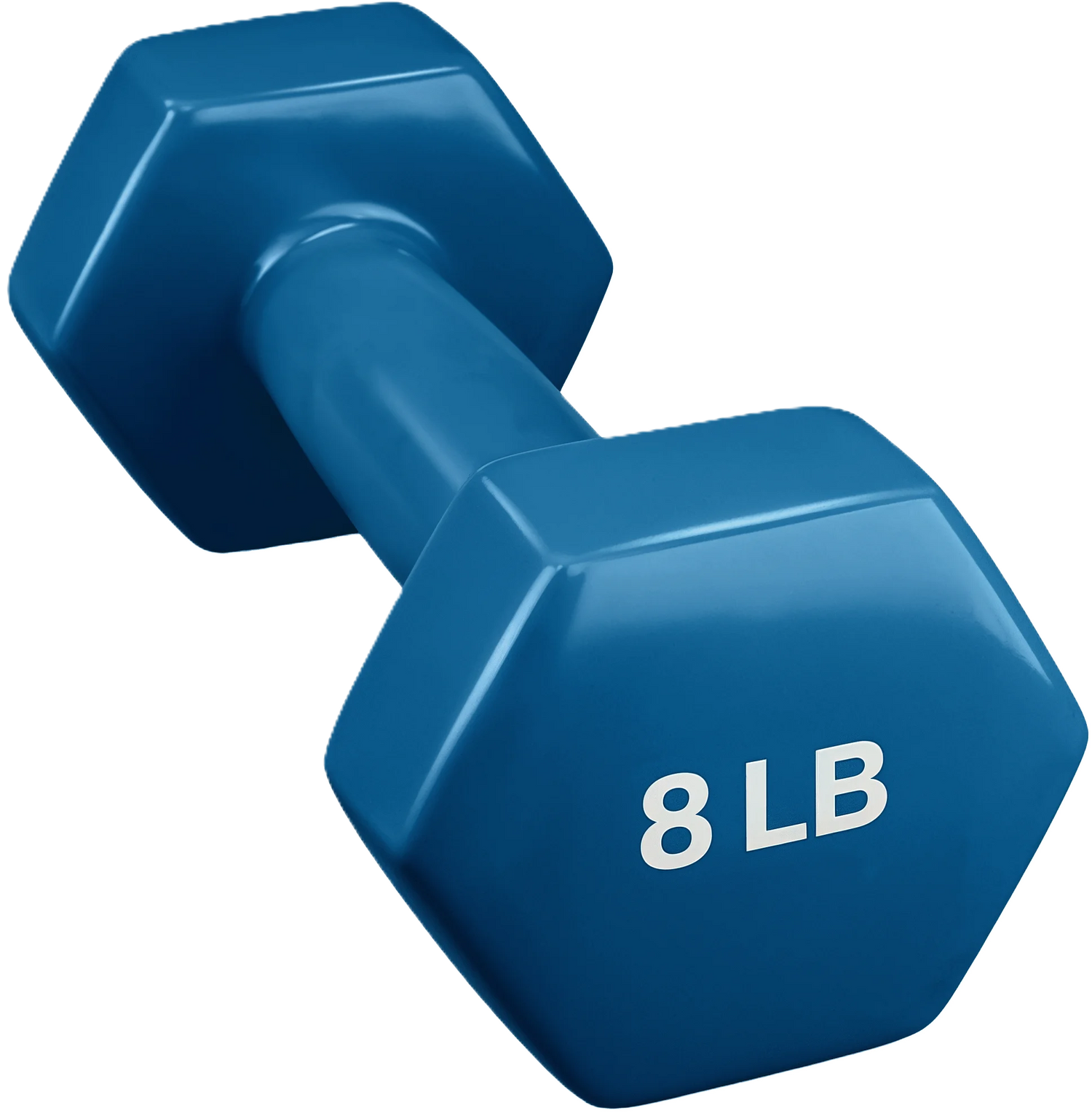 French Fitness Colorful Hex Vinyl Dumbbell 8 lbs - Single - Angled View