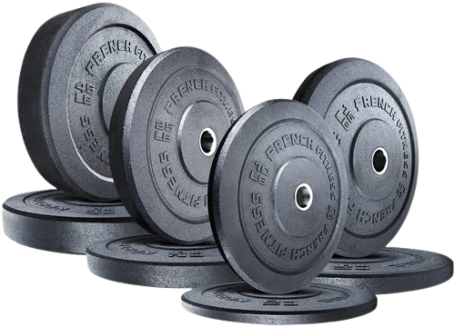 French Fitness Olympic Bumper Plate Set 190 lbs - Crumb Rubber (New)
