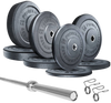 French Fitness Olympic Bumper Plate Set w/7 ft Olympic Bar 235 lbs - Crumb Rubber (New)