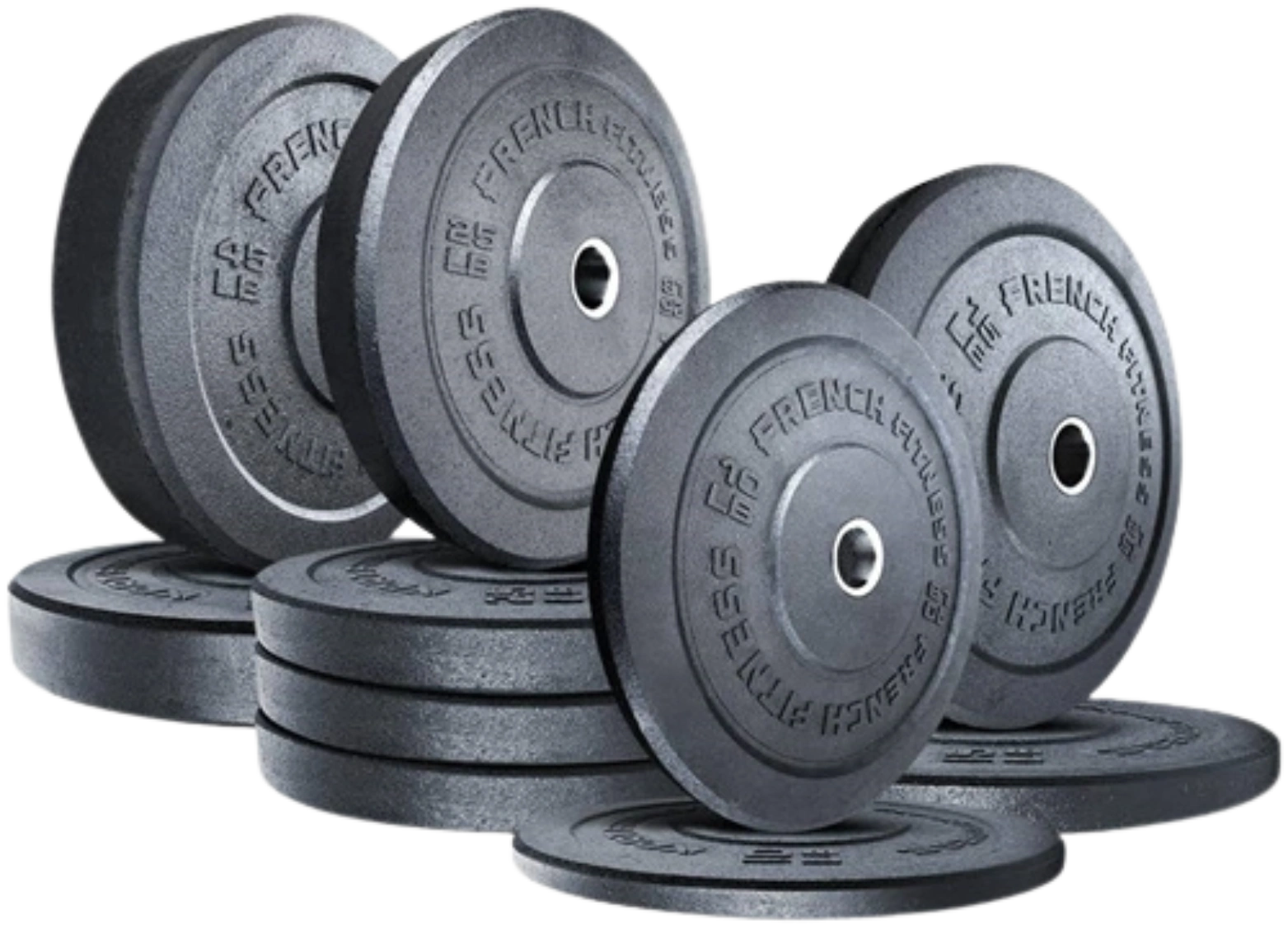 French Fitness Olympic Bumper Plate Set 240 lbs - Crumb Rubber (New)
