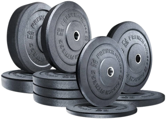 French Fitness Olympic Bumper Plate Set 240 lbs - Crumb Rubber (New)