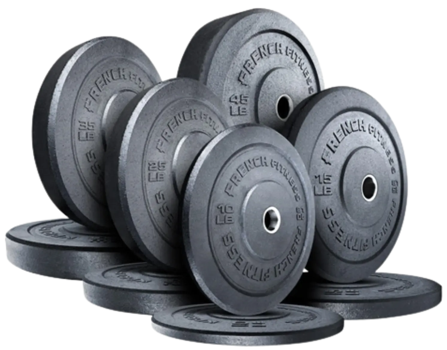 French Fitness Olympic Bumper Plate Set 260 lbs - Crumb Rubber (New)