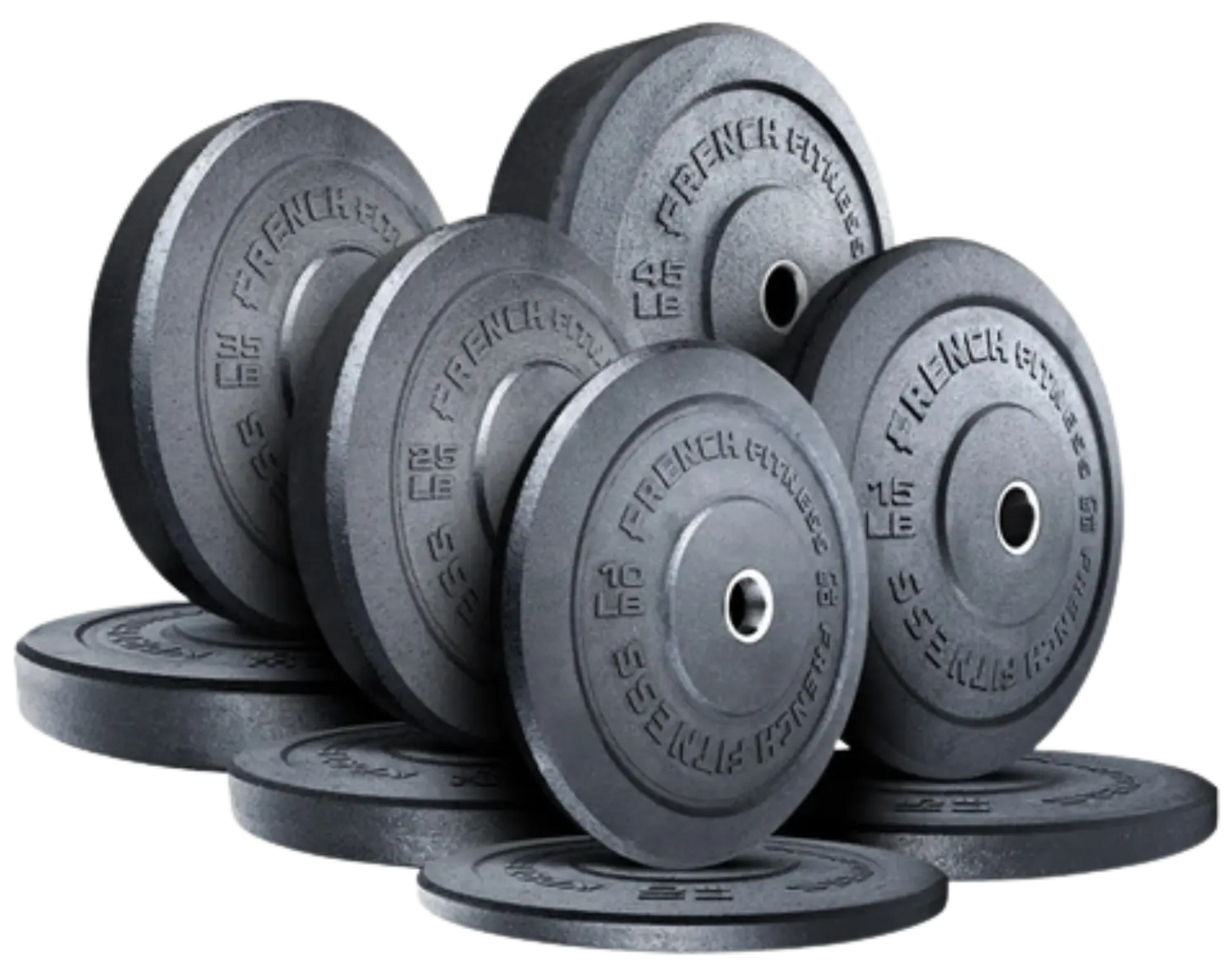 French Fitness Olympic Bumper Plate Set 260 lbs - Crumb Rubber (New)