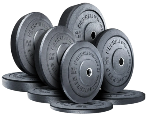French Fitness Olympic Bumper Plate Set 260 lbs - Crumb Rubber (New)