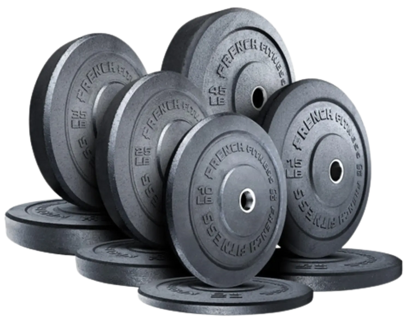 French Fitness Olympic Bumper Plate Set 260 lbs - Crumb Rubber (New)