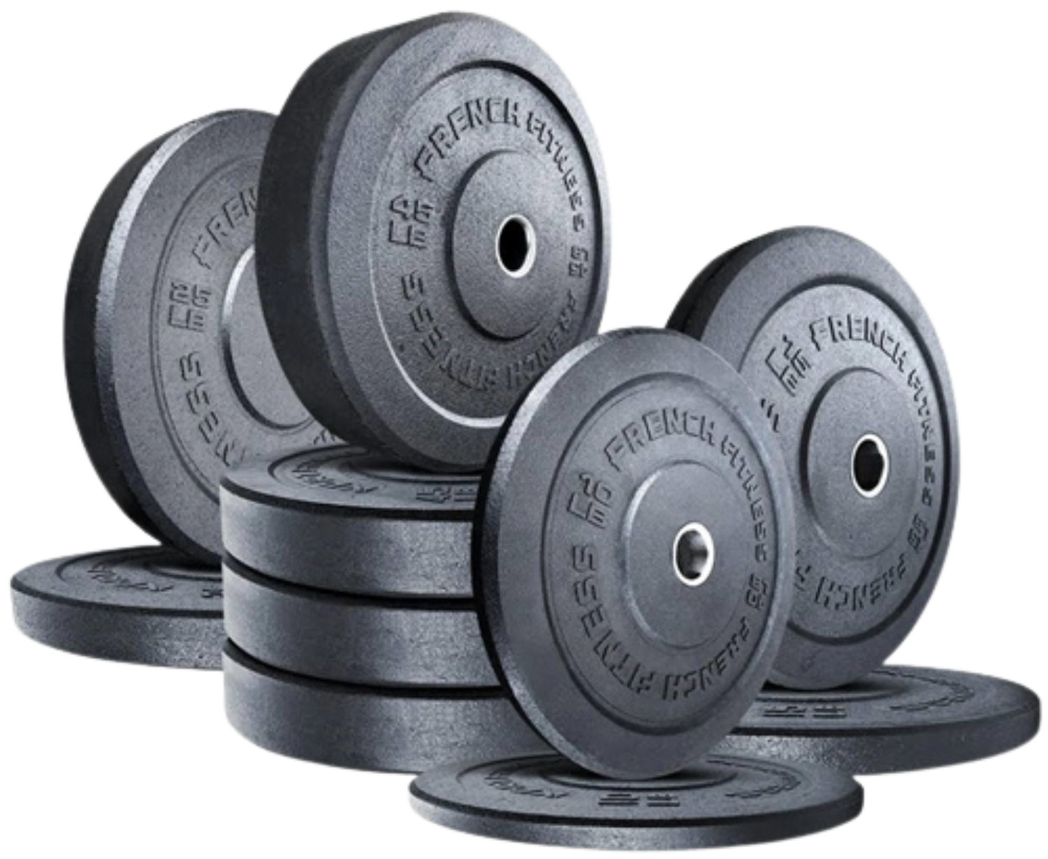 French Fitness Olympic Bumper Plate Set 280 lbs - Crumb Rubber (New) Image